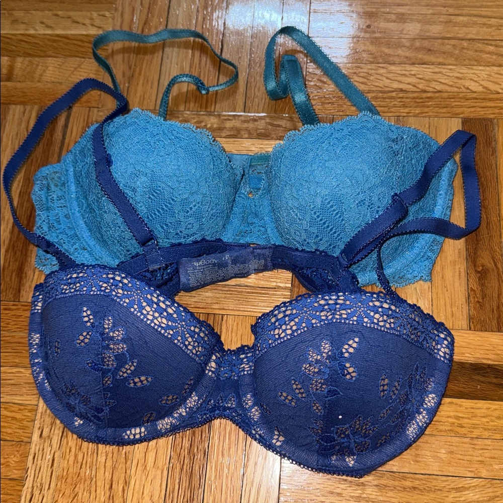 GAPBODY Favorite Uplift Balconnet Lace Push-Up Bra Set of 2 32B Shades of Blue